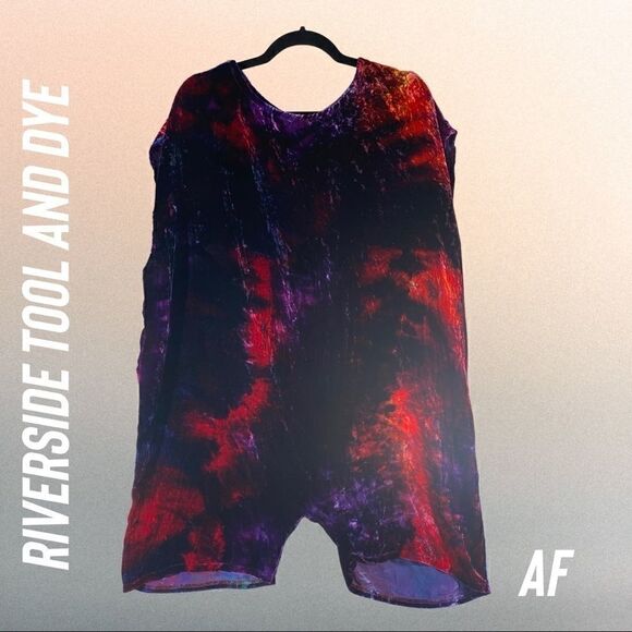 FREE PEOPLE BY RIVERSIDE TOOL AND DYE VELVET ROMPER IN DISCO NWT - Picture 7 of 7